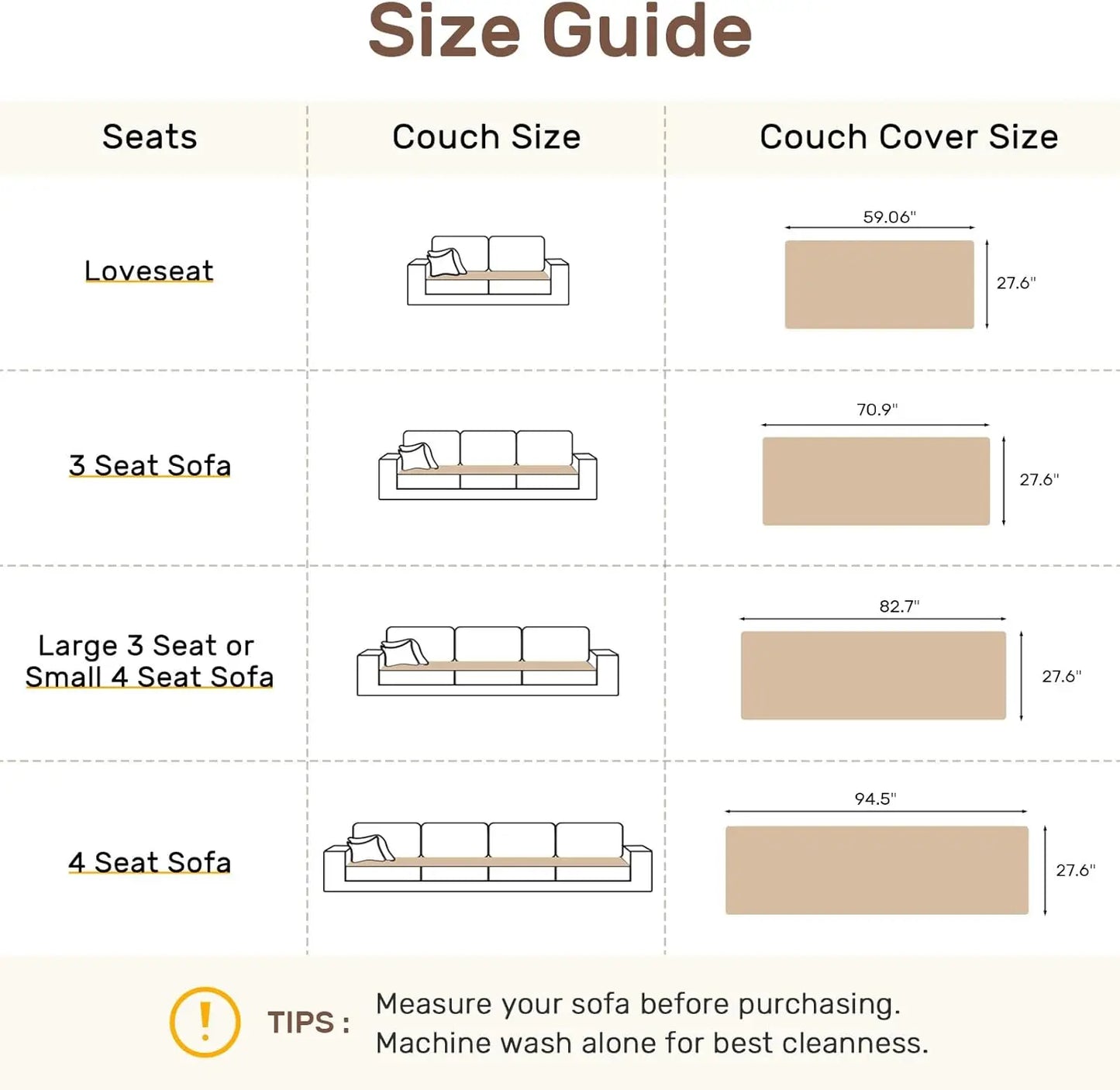 Inovaday Washable Non-Slip Sofa Cover for Three-Cushion Couches - Durable, Pet-Friendly Protector and Bed Mat