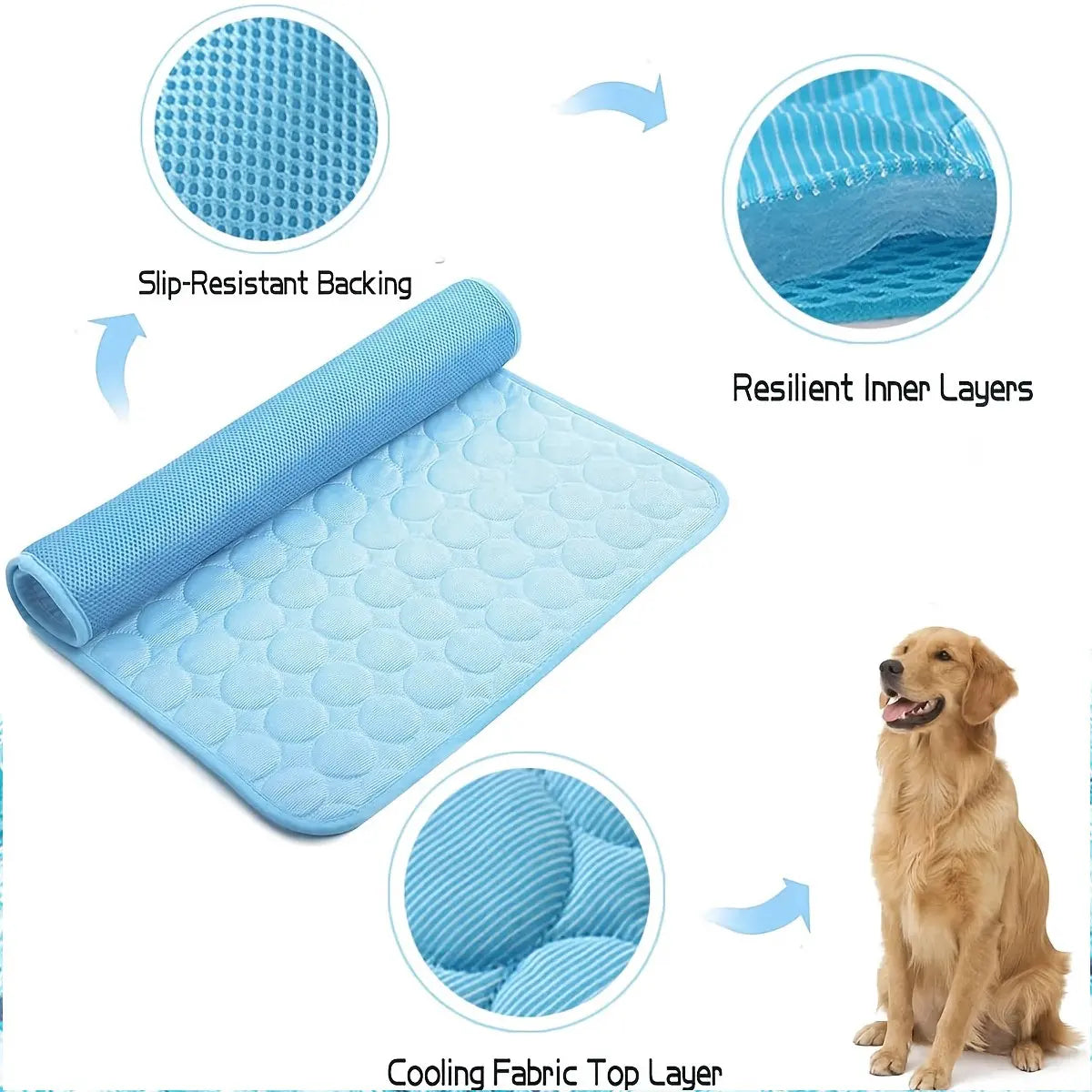 2026 Premium Ice Silk Cooling Mat for Dogs - Non-Slip, Machine Washable, Eco-Friendly Design for Enhanced Summer Comfort, Suitable for Small to Large Pets